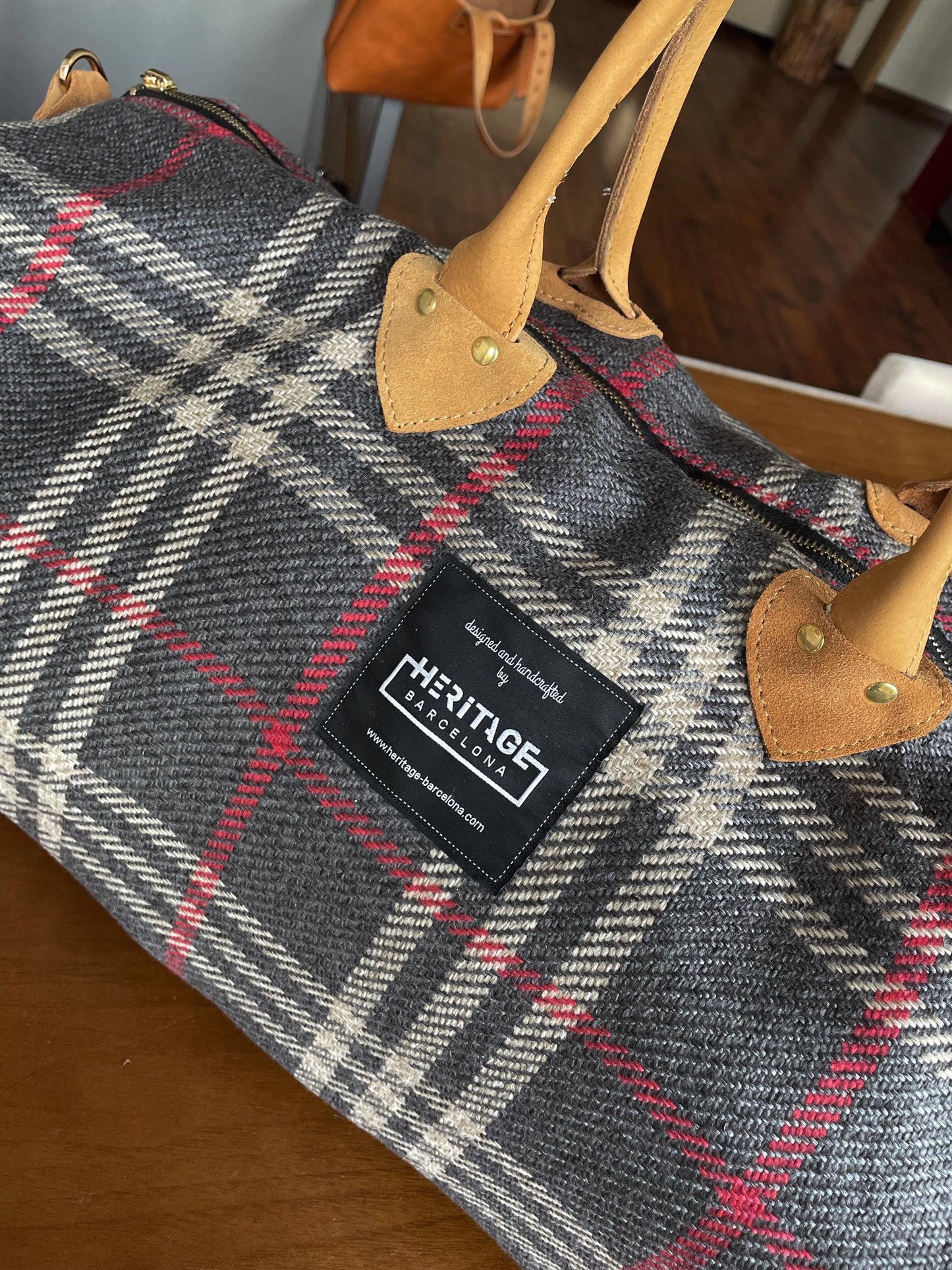 Scottish Tartan Weekend Bag – Leather Accents, Handmade Carry-on