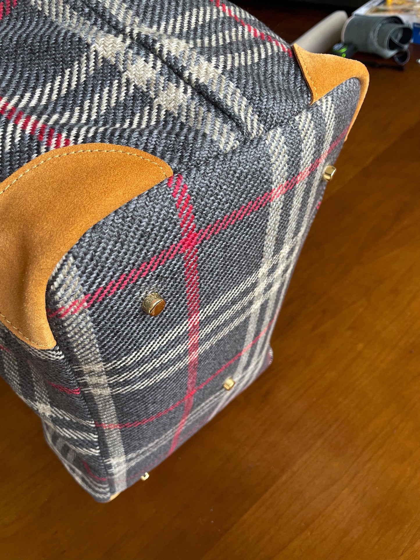 Scottish Tartan Weekend Bag – Leather Accents, Handmade Carry-on
