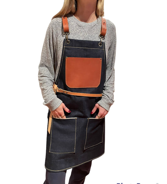 Handmade Selvedge Denim & Leather Apron - Personalized
