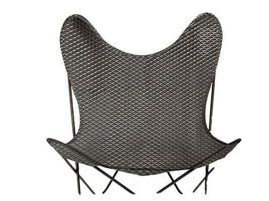 Custom made butterfly chair cover - design made in black patent synthetic leather