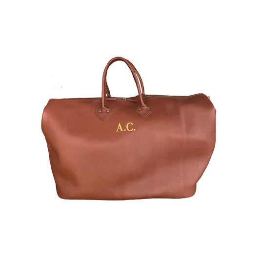 Personalized Leather Travel Bag – Handmade Weekender Duffel with Initials | Heritage Barcelona